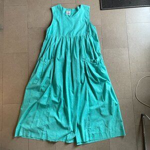 Rare Vintage 80s Laura Ashley Pinafore Empire Waist Cotton Dress-Sz.10